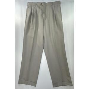 Nino Cerutti Polyester Pleated Dress Pants Mens Brown 34/30